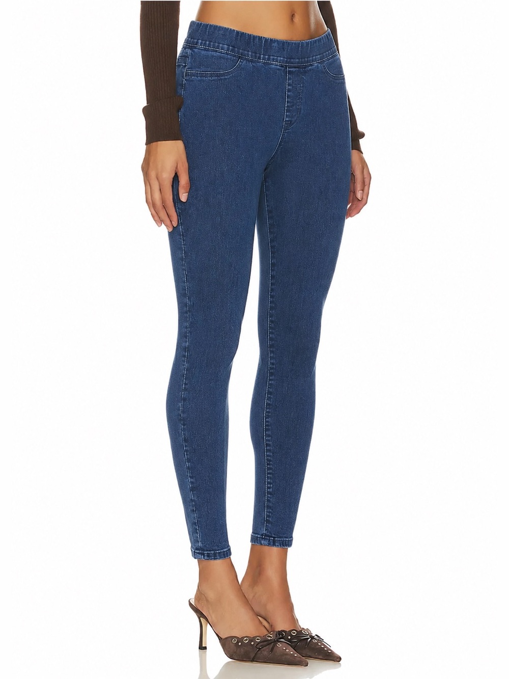 Old Navy Super Skinny Mid Rise Pull On Jeggings Medium Wash Stretch 8 10